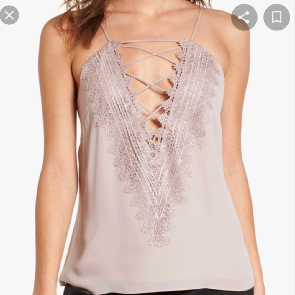 Wayf lace up tank nude,dusty rose. Large BNWT